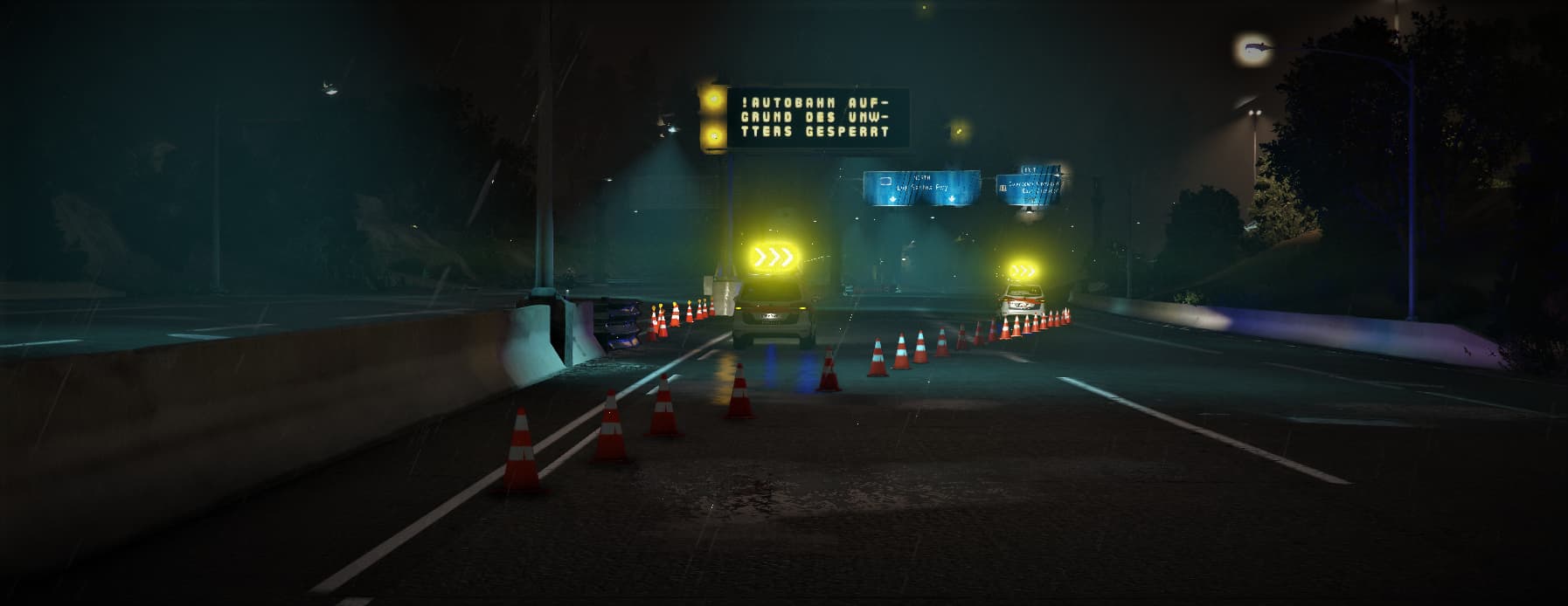 SchockLifeRP V1, Autobahnsperrung bei Nacht — Originalscreenshot aus dem privaten Archiv