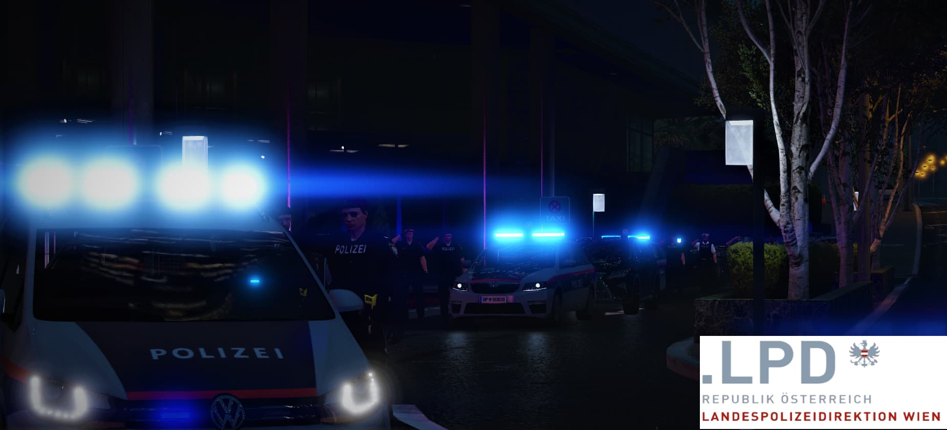 SchockLifeRP V1, Polizeikonvoi bei Nacht — Originalscreenshot aus dem privaten Archiv