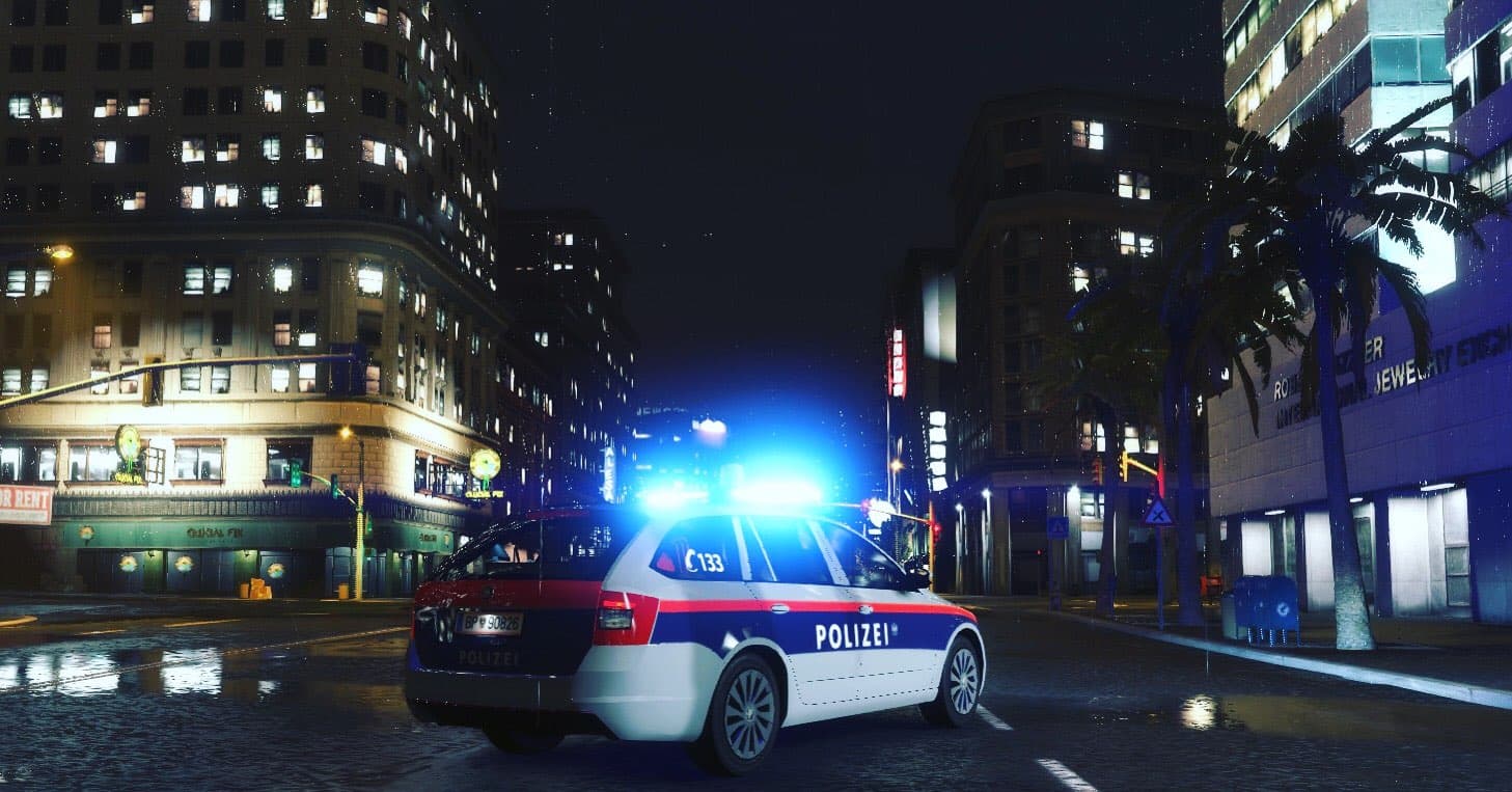 SchockLifeRP V1, Polizeistreife bei Nacht — Originalscreenshot aus dem privaten Archiv