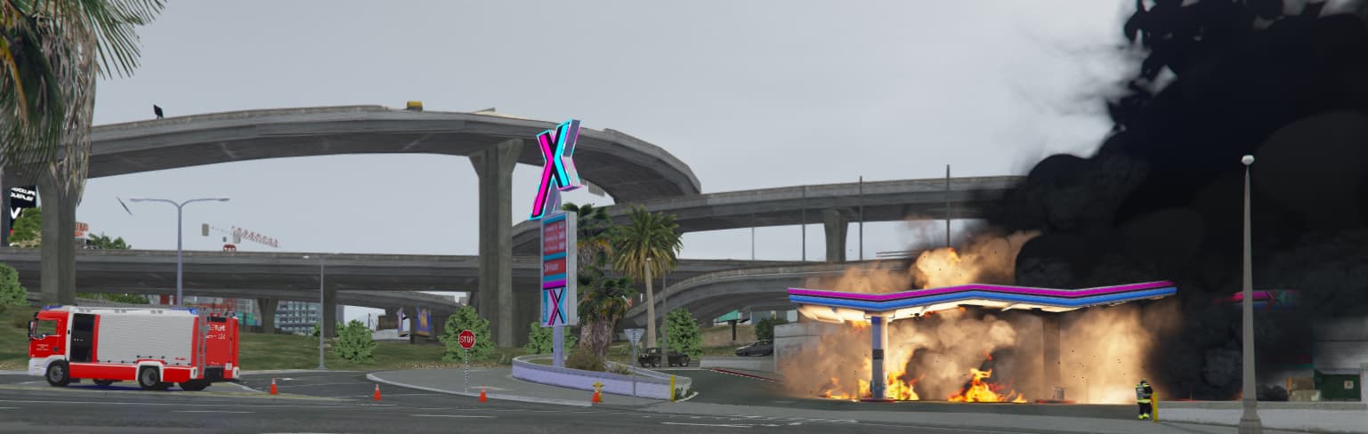 SchockLifeRP V2, Brand an einer Tankstelle — Originalscreenshot aus dem privaten Archiv