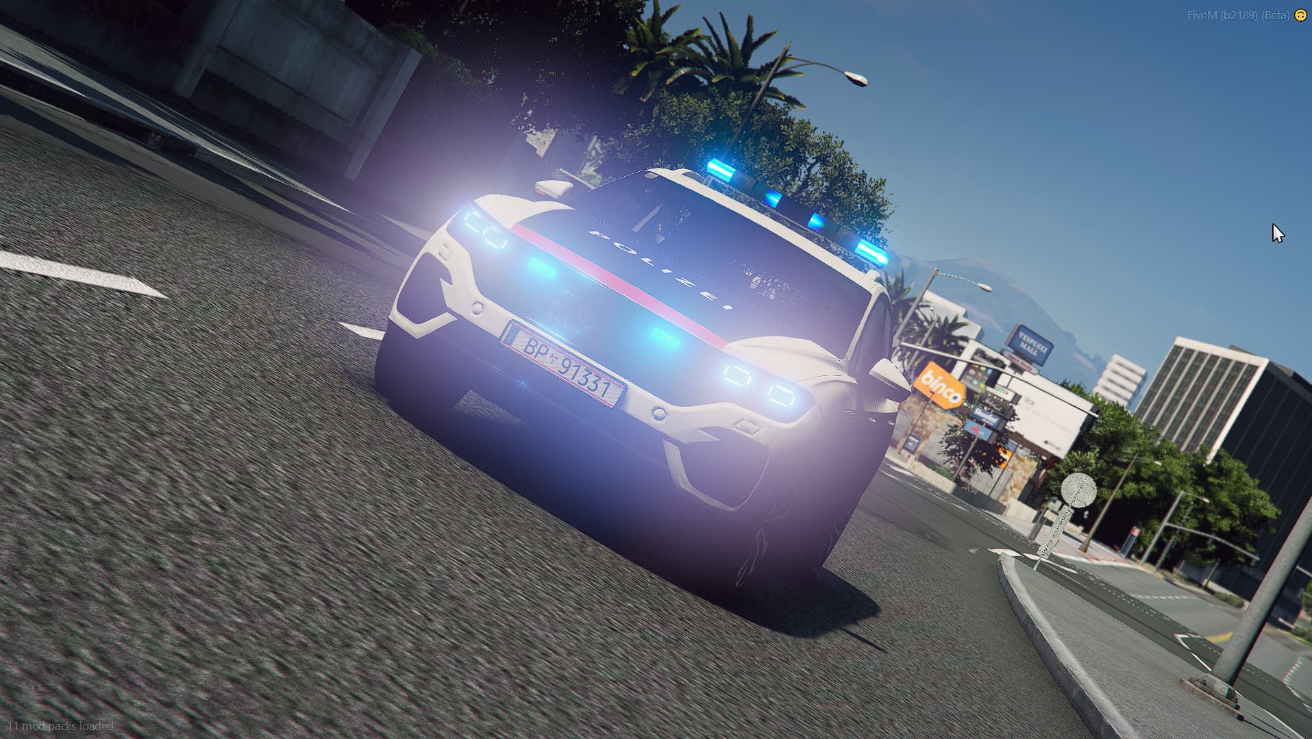 SchockLifeRP V2, Polizeifahrzeug im Einsatz — Originalscreenshot aus dem privaten Archiv