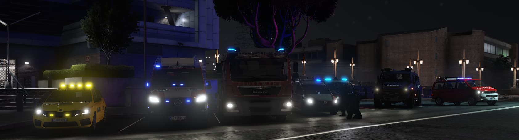 SchockLifeRP, Fuhrpark bei Nacht — Originalscreenshot aus dem privaten Archiv