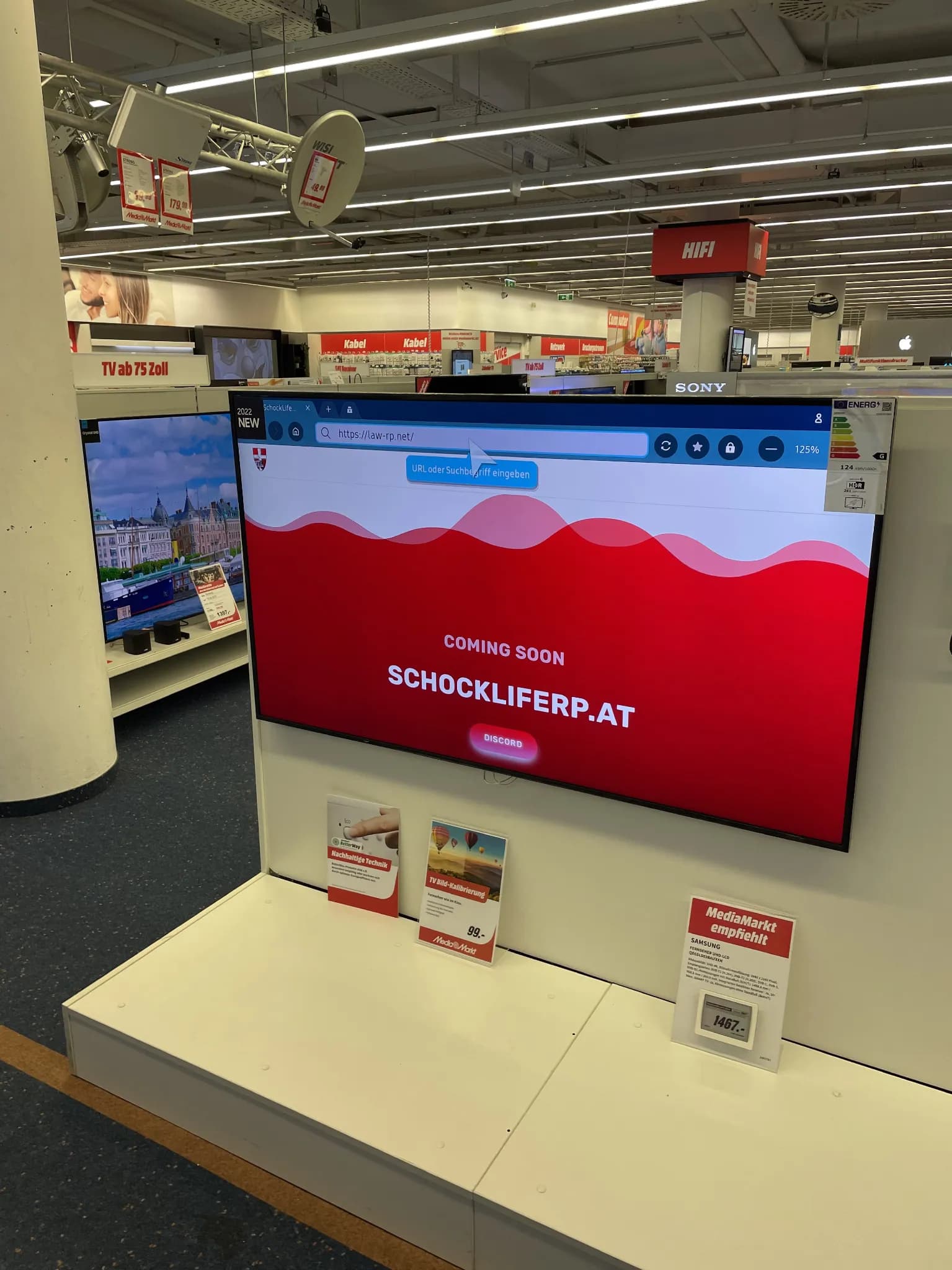 SchockLifeRP V2-2, Werbedisplay in einem Geschäft — Originalscreenshot aus dem privaten Archiv